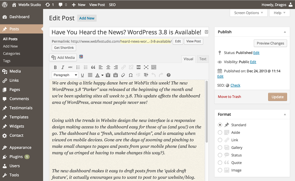 WordPress 3.8 is Available